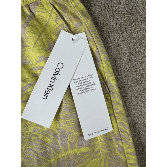 Calvin Klein Women’s Tropical Palm Print Pants,SizeL,55%linen - Picture 10 of 14